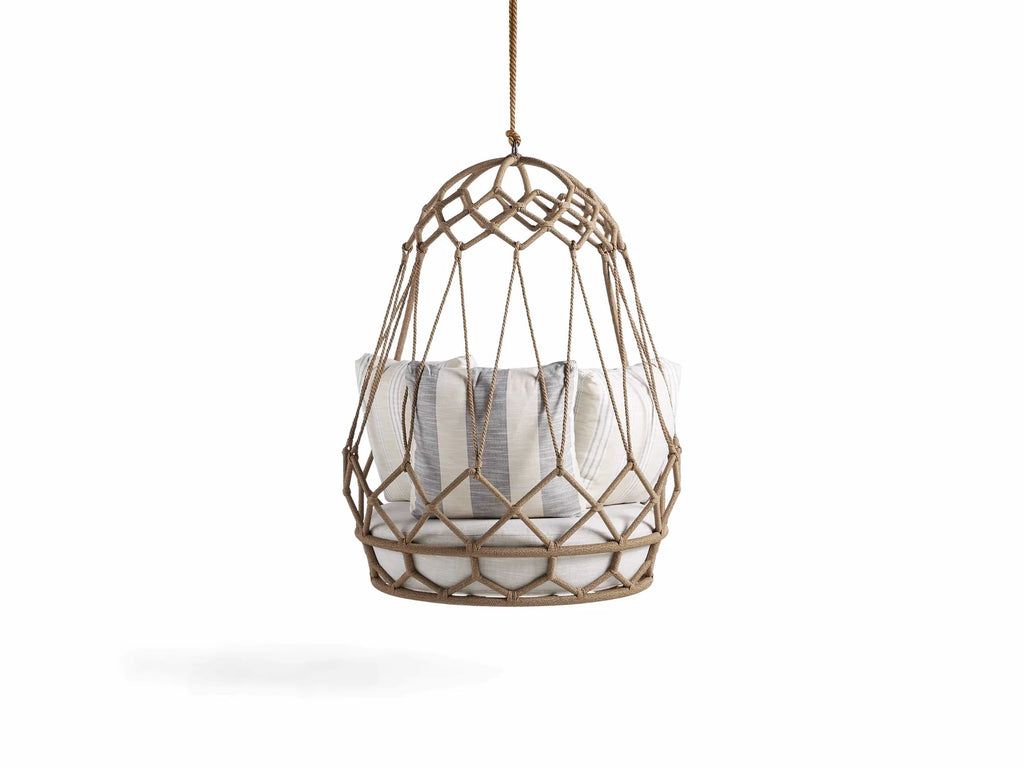 Virasat Single Seater Hanging Swing Without Stand For Balcony (Natural Brown) Braided & Rope-VIRASAT FURNITURE & FURNISHING