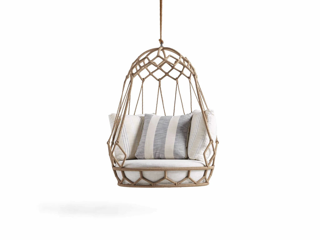Virasat Single Seater Hanging Swing Without Stand For Balcony (Natural Brown) Braided & Rope-VIRASAT FURNITURE & FURNISHING