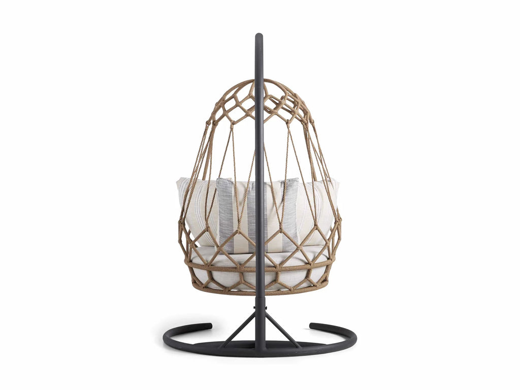 Virasat Single Seater Hanging Swing With Stand For Balcony, Garden (Natural Brown) Braided & Rope-VIRASAT FURNITURE & FURNISHING