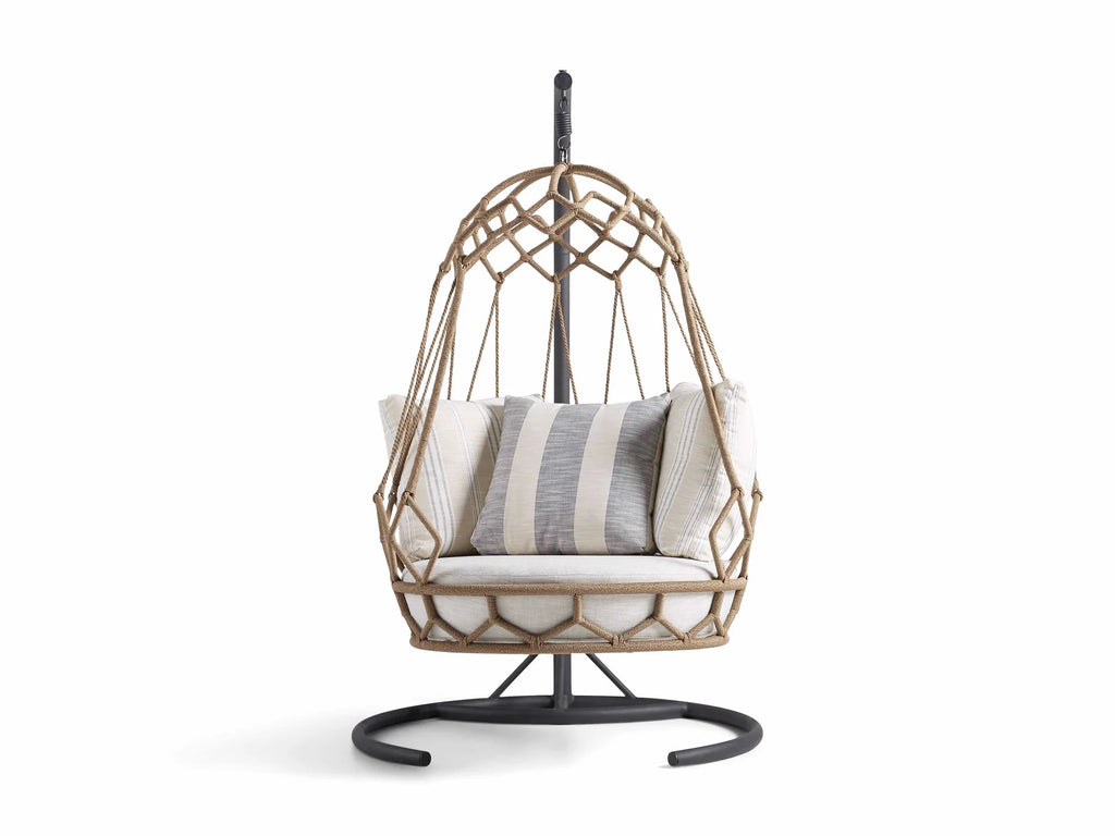 Virasat Single Seater Hanging Swing With Stand For Balcony, Garden (Natural Brown) Braided & Rope-VIRASAT FURNITURE & FURNISHING