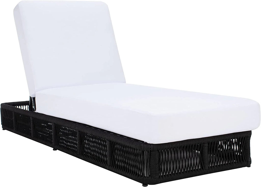 Virasat Outdoor Swimming Poolside Lounger (Black) Braided & Rope-VIRASAT FURNITURE & FURNISHING