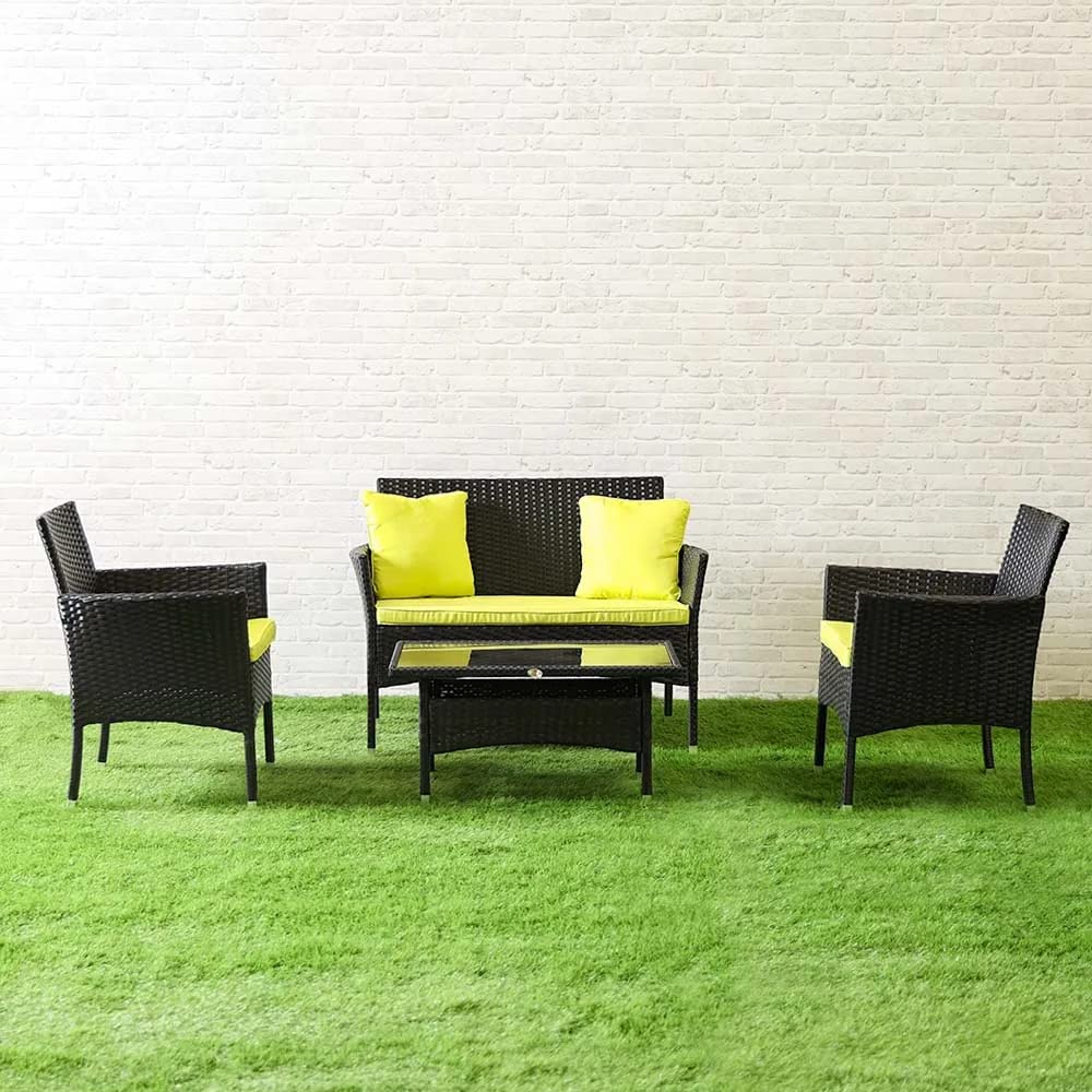 Virasat Outdoor Sofa Set 2 Seater, 2 Single Seater and 1 Center Table Set (Black)-VIRASAT FURNITURE & FURNISHING