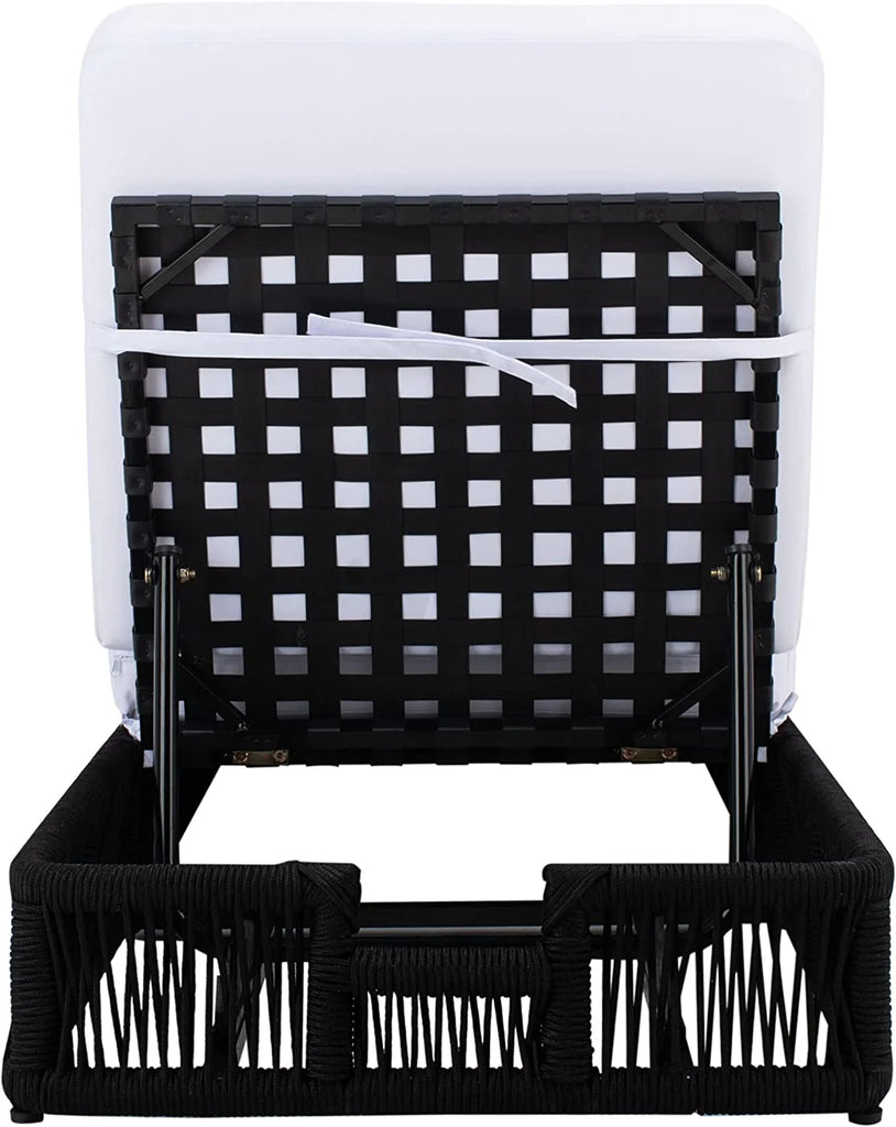 Virasat Outdoor Swimming Poolside Lounger (Black) Braided & Rope-VIRASAT FURNITURE & FURNISHING