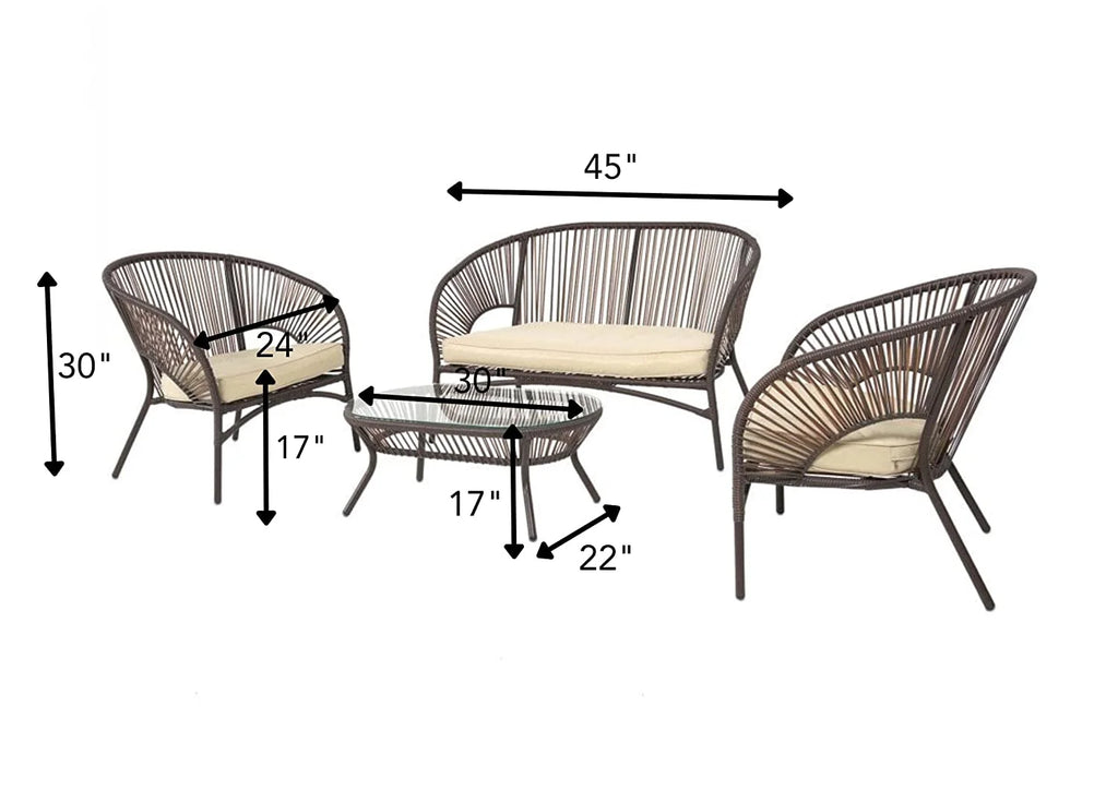 Virasat Outdoor Sofa Set 2 Seater, 2 Single Seater and 1 Center Table Set (Brown)-VIRASAT FURNITURE & FURNISHING