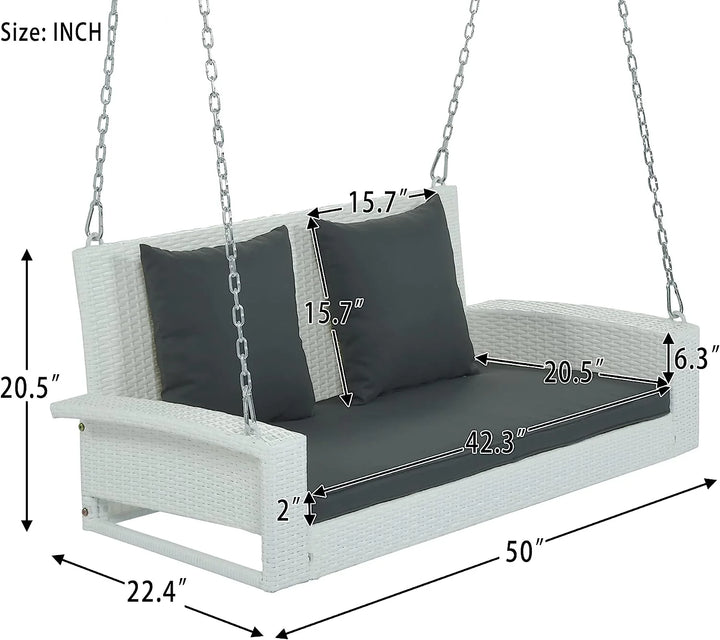 Virasat Magda Double Seater Hanging Swing Without Stand For Balcony , Garden Swing (White + Grey)