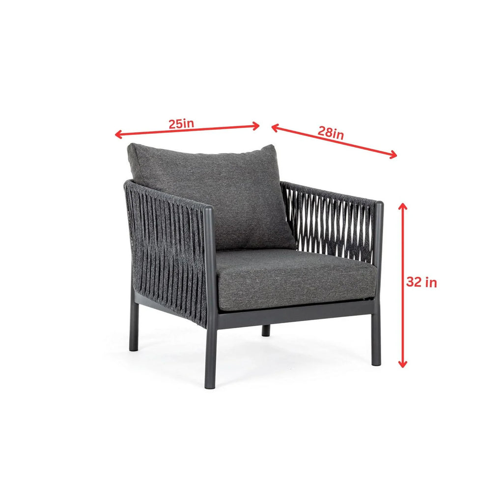 Virasat Outdoor Garden Balcony Sofa Set 3 Seater and 2 Single Seater With 1 Center Table Set, Braid & Rope (Dark Grey)-VIRASAT FURNITURE & FURNISHING