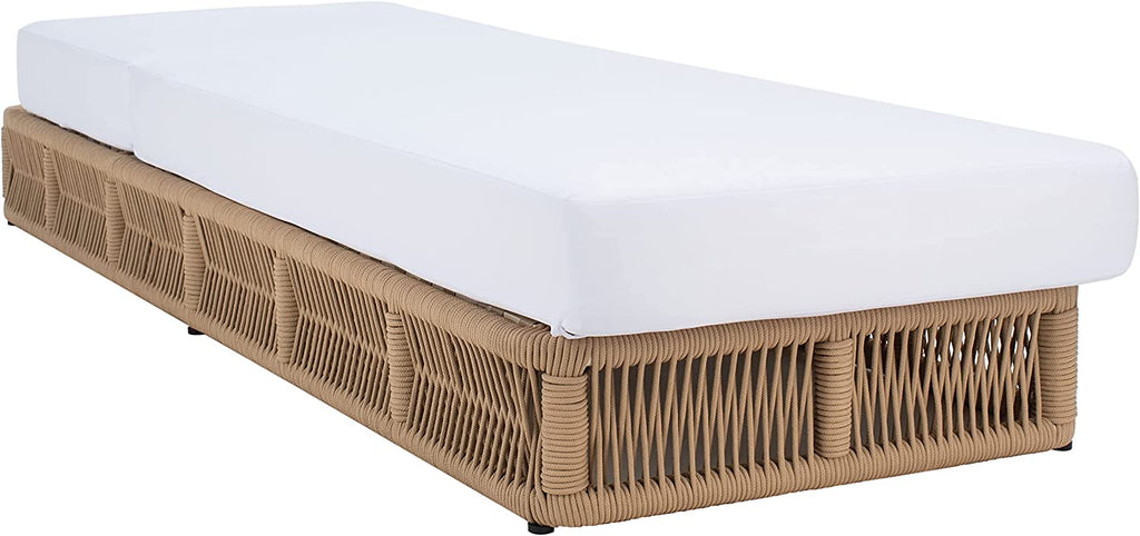 Virasat Outdoor Swimming Poolside Lounger (Tan) Braided & Rope-VIRASAT FURNITURE & FURNISHING