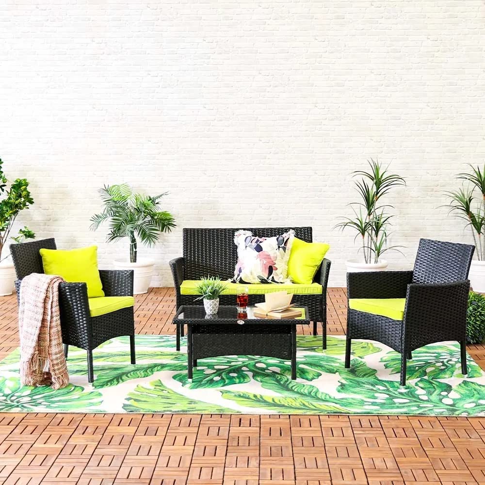 Virasat Outdoor Sofa Set 2 Seater, 2 Single Seater and 1 Center Table Set (Black)-VIRASAT FURNITURE & FURNISHING