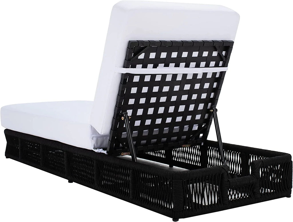 Virasat Outdoor Swimming Poolside Lounger (Black) Braided & Rope-VIRASAT FURNITURE & FURNISHING