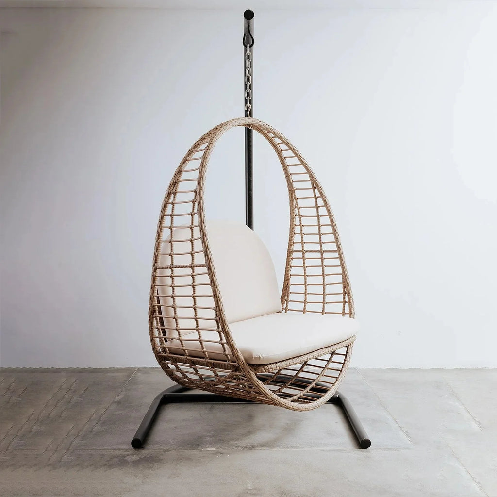 Virasat Single Seater Hanging Swing With Stand For Balcony, Garden Swing (Tan)-VIRASAT FURNITURE & FURNISHING