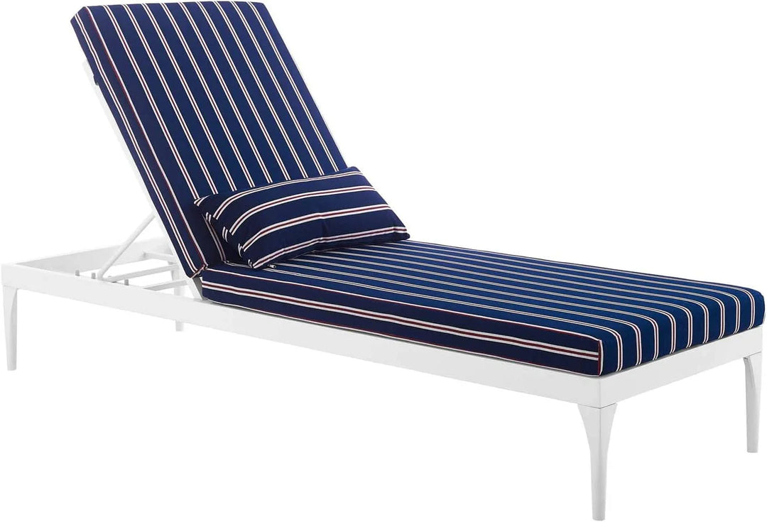 Virasat Mick Outdoor Swimming Poolside Lounger (White + Navy Blue ) Set of 2