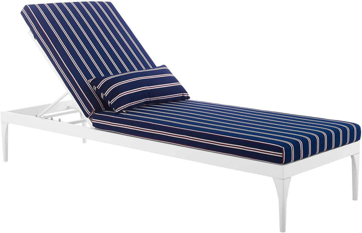 Virasat Mick Outdoor Swimming Poolside Lounger (White + Navy Blue ) Set of 2