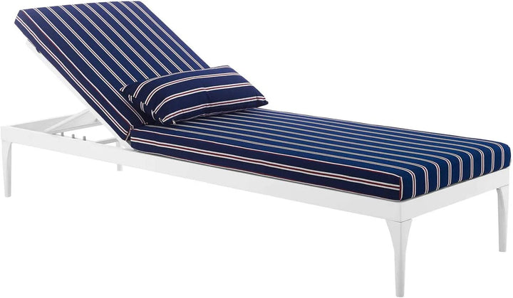 Virasat Mick Outdoor Swimming Poolside Lounger (White + Navy Blue ) Set of 2