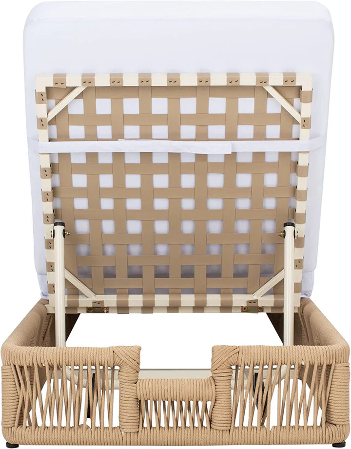 Virasat Outdoor Swimming Poolside Lounger (Tan) Braided & Rope-VIRASAT FURNITURE & FURNISHING