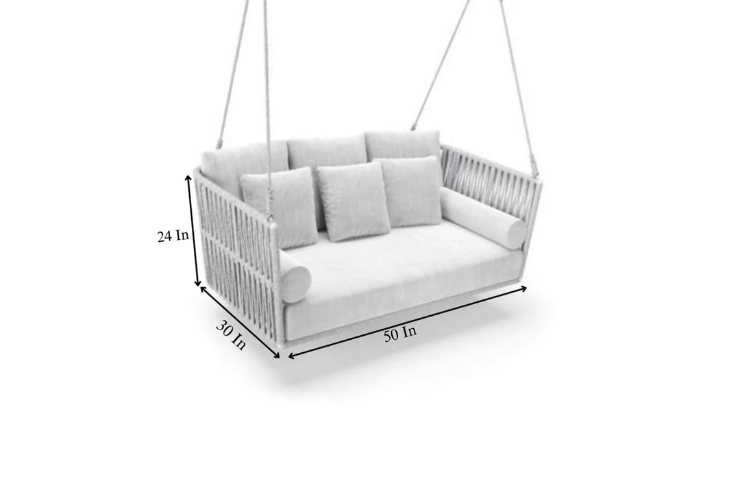 Virasat Celeste Double Seater Hanging Swing Without Stand For Balcony , Garden Swing (Silver) Braided & Rope