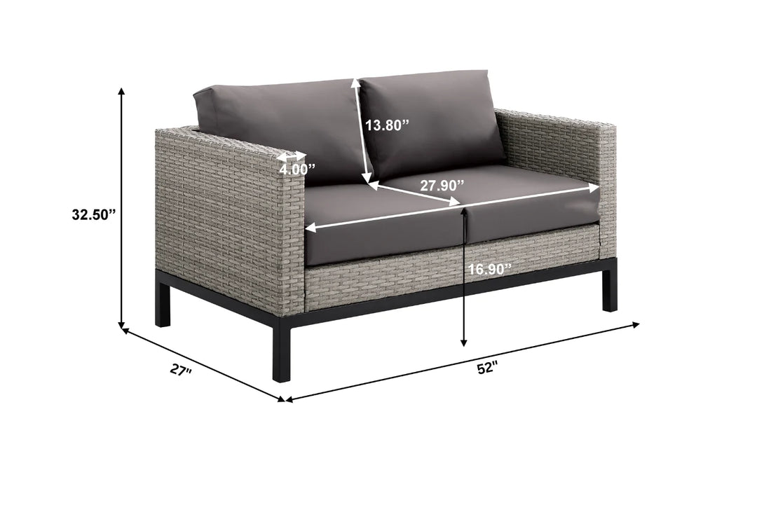 Virasat Modolo Outdoor Garden Balcony Sofa Set 2 Seater, 2 Single seater and Ottoman Set (Grey)