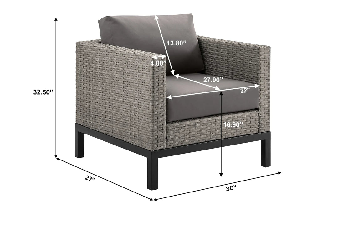 Virasat Modolo Outdoor Garden Balcony Sofa Set 2 Seater, 2 Single seater and Ottoman Set (Grey)