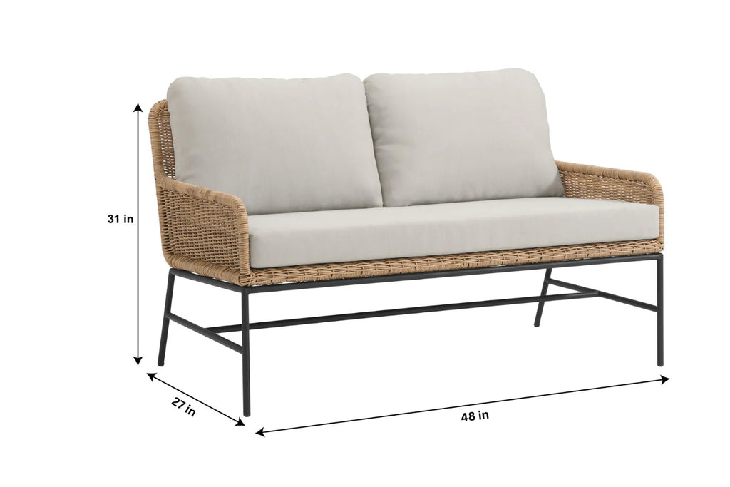 Virasat Outdoor Garden Balcony Sofa Set 2 Seater, 2 Single Seater and 1 Center Table Set (Tan)-VIRASAT FURNITURE & FURNISHING
