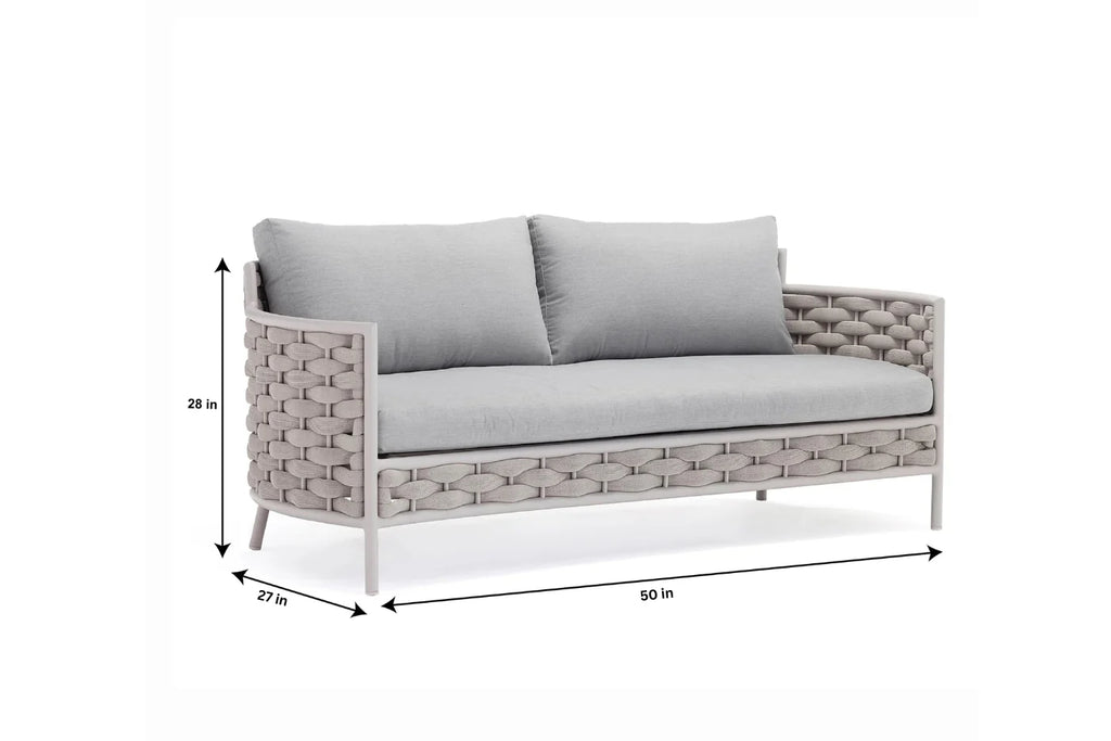 Virasat Outdoor Garden Balcony Sofa Set 2 Seater, 2 Single Seater and 1 Center Table Set, Braid & Rope(White + Cream)-VIRASAT FURNITURE & FURNISHING