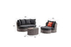 Virasat Outdoor Garden Balcony Sofa Set 2 Seater, Single Seater and 1 Center Table with Ottoman Set (Black)-VIRASAT FURNITURE & FURNISHING
