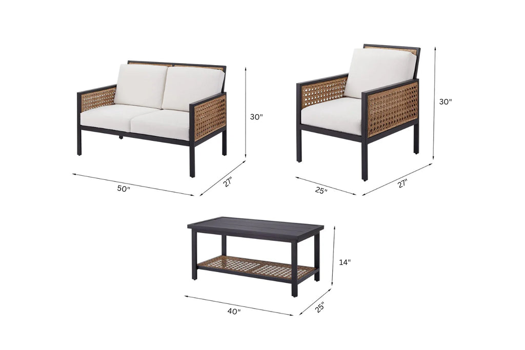 Virasat Outdoor Garden Balcony Sofa Set 2 Seater, 2 Single Seater and 1 Center Table Set (Brown)-VIRASAT FURNITURE & FURNISHING