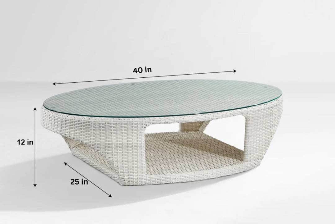 Virasat Zibra Outdoor Garden Balcony Sofa Set 2 Seater , 2 Single Seater 1 Center Table With Side Table Set (White)