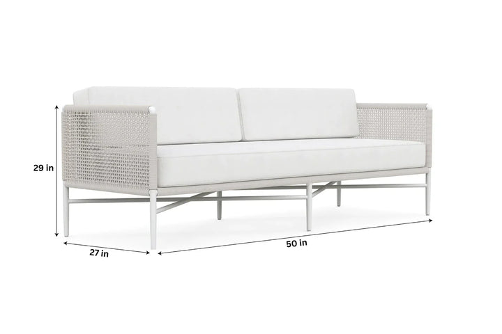 Virasat Roza Outdoor Garden Balcony Sofa Set 2 Seater and 2 Single Seater With 1 Center Table Set, Braid & Rope (White + Beige)