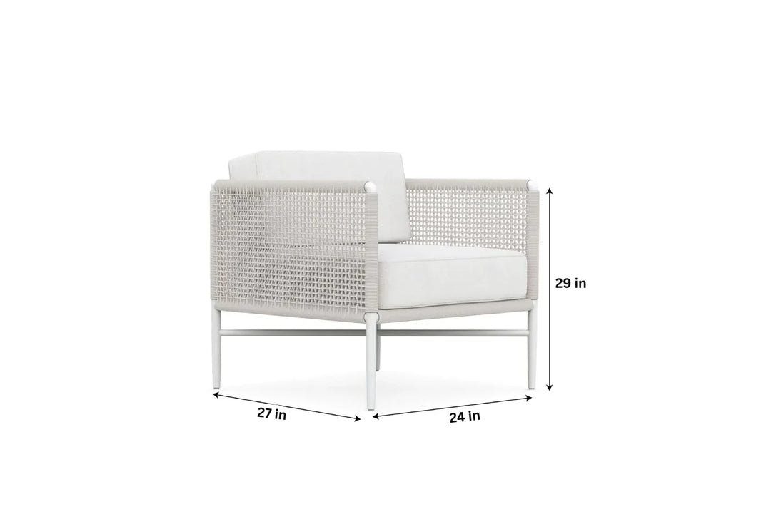 Virasat Roza Outdoor Garden Balcony Sofa Set 2 Seater and 2 Single Seater With 1 Center Table Set, Braid & Rope (White + Beige)