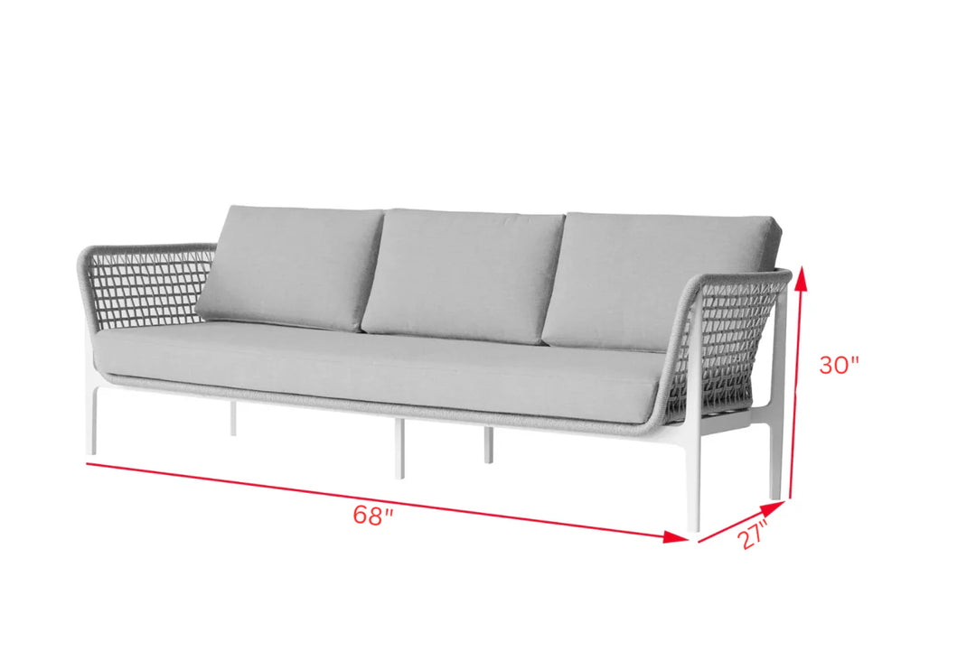 Virasat Fadad Outdoor Garden Balcony Sofa Set 2 Seater, 2 Single seater and 1 Center Table Set, Braid & Rope(Grey)