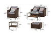 Virasat Outdoor Garden Balcony Sofa Set 2 Seater, 2 Single Seater With 2 Ottoman and 1 Center Table, 1 Side Table Set (Dark Brown)-VIRASAT FURNITURE & FURNISHING