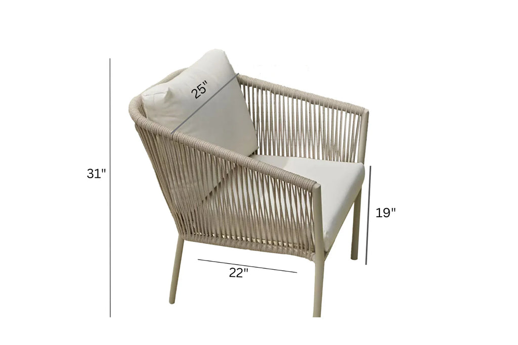 Virasat Outdoor Patio Seating Set 2 Chairs and 1 Table Set (Beige) Braided & Rope-VIRASAT FURNITURE & FURNISHING