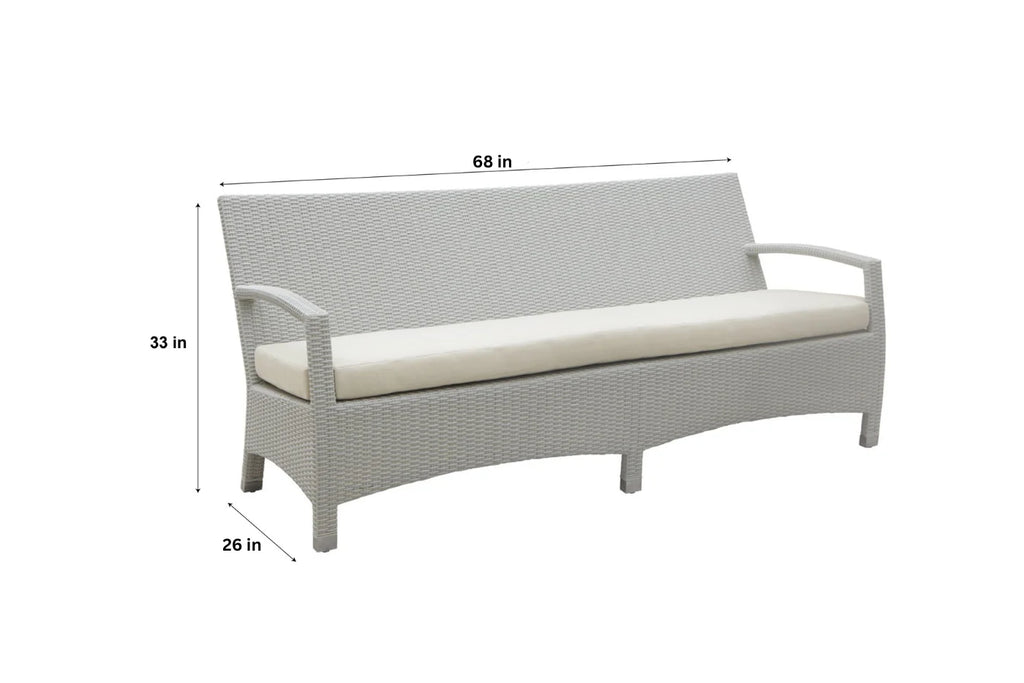 Virasat Outdoor Garden Balcony Sofa Set 3 Seater, 2 Seater With 2 Single Seater and 1 Center Table With 1 Side Table Set (White)-VIRASAT FURNITURE & FURNISHING