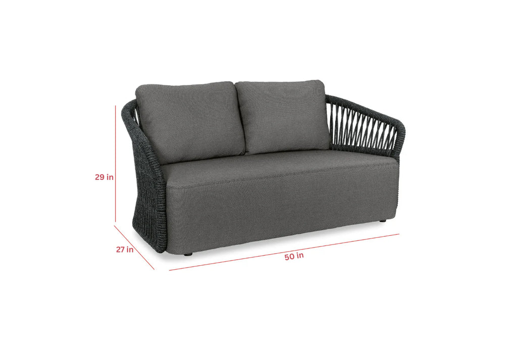 Virasat Outdoor Garden Balcony Sofa Set 2 Seater, 2 Single Seater 1 Center Table Set Braid & Rope (Dark Grey)-VIRASAT FURNITURE & FURNISHING