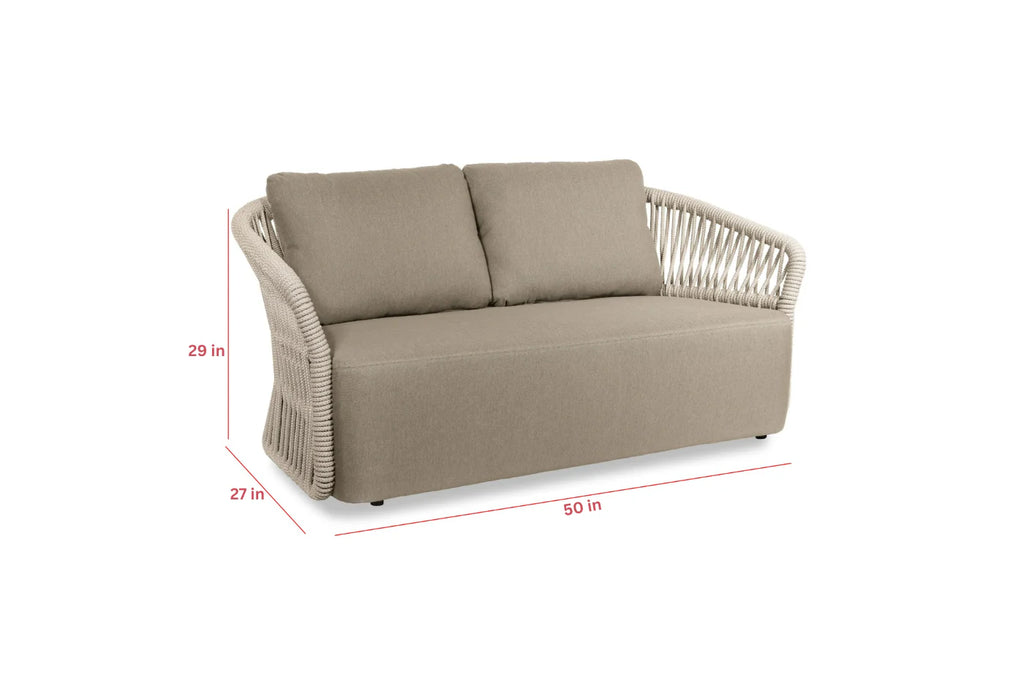 Virasat Outdoor Garden Balcony Sofa Set 2 Seater, 2 Single Seater 1 Center Table Set, Braid & Rope (Beige)-VIRASAT FURNITURE & FURNISHING