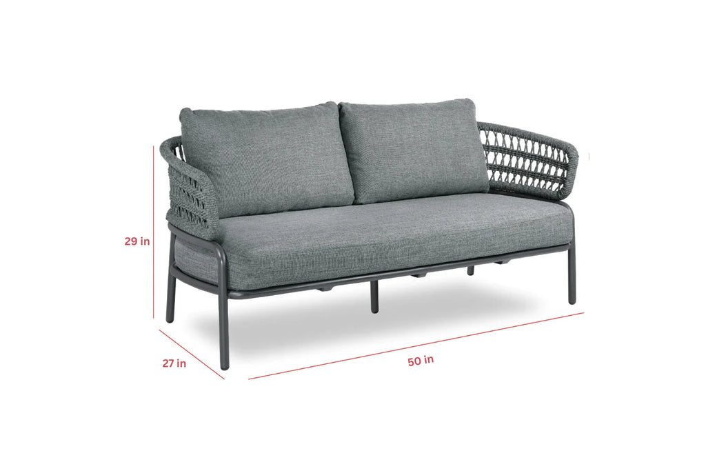 Virasat Outdoor Garden Balcony Sofa Set 2 Seater, 2 Single Seater 1 Center Table Set Braid & Rope (Dark Grey)-VIRASAT FURNITURE & FURNISHING
