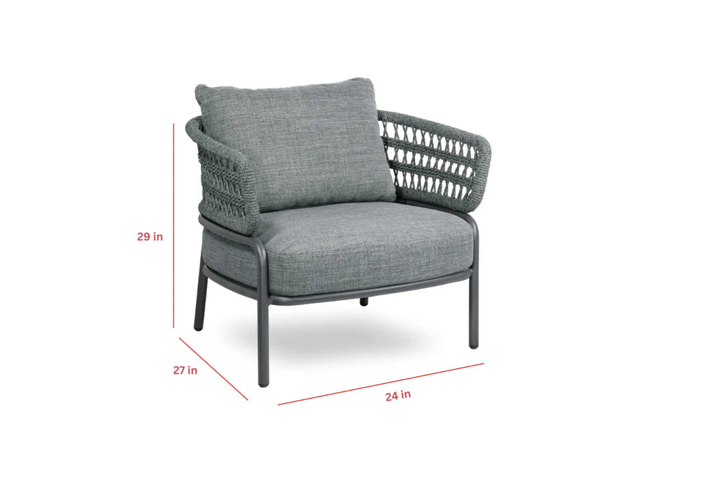 Virasat Outdoor Garden Balcony Sofa Set 2 Seater, 2 Single Seater 1 Center Table Set Braid & Rope (Dark Grey)-VIRASAT FURNITURE & FURNISHING