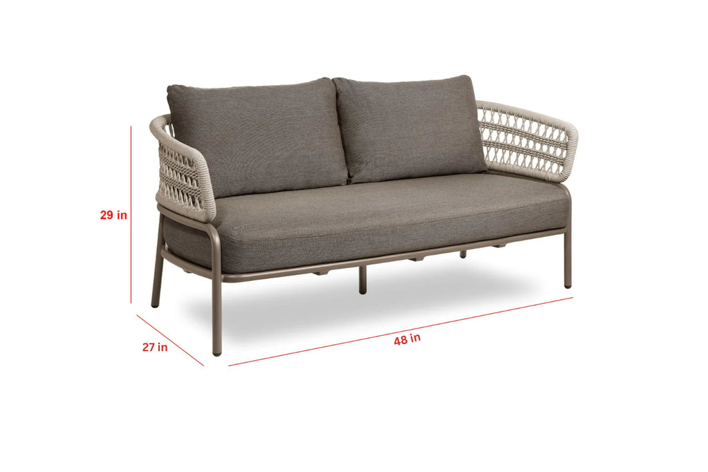 Virasat Outdoor Garden Balcony Sofa Set 2 Seater, 2 Single Seater 1 Center Table Set, Braid & Rope (Taupe + Beige)-VIRASAT FURNITURE & FURNISHING