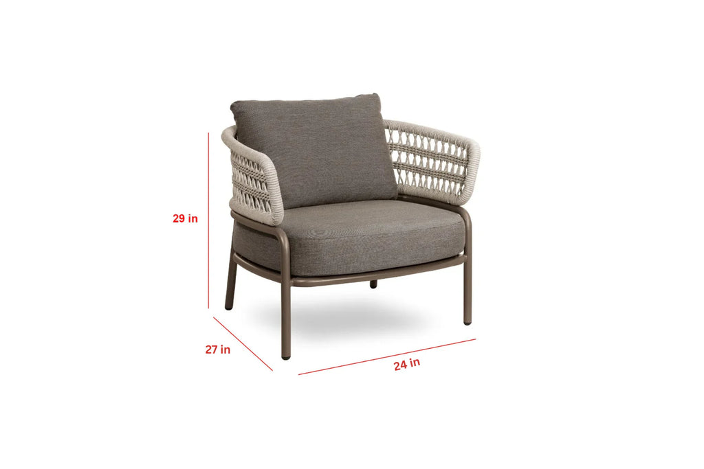 Virasat Outdoor Garden Balcony Sofa Set 2 Seater, 2 Single Seater 1 Center Table Set, Braid & Rope (Taupe + Beige)-VIRASAT FURNITURE & FURNISHING