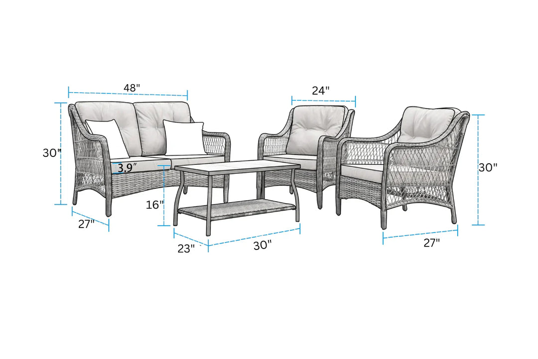 Virasat Mishil Outdoor Sofa Set 2 Seater, 2 Single seater and 1 Center Table (Grey)