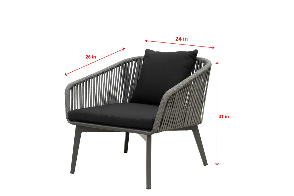 Virasat Outdoor Garden Balcony Sofa Set 2 Seater, 2 Single seater and 1 Center Table Set, Braid & Rope (Dark Grey)-VIRASAT FURNITURE & FURNISHING
