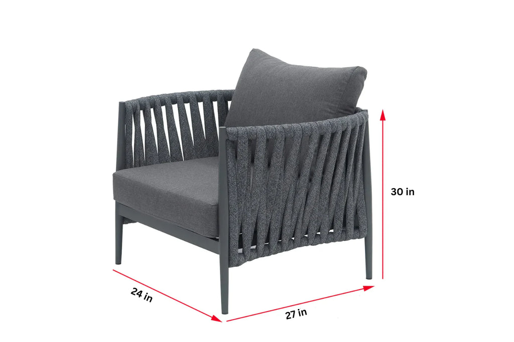 Virasat Outdoor Garden Balcony Sofa Set 3 Seater, 2 Single Seater and 1 Table Set Braid & Rope (Dark Grey)-VIRASAT FURNITURE & FURNISHING