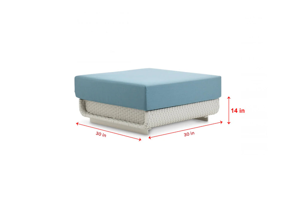 Virasat Outdoor Garden Balcony Sofa Set 5 Seater, 1 Center Table With 1 Ottoman Set (White + Sky Blue)-VIRASAT FURNITURE & FURNISHING