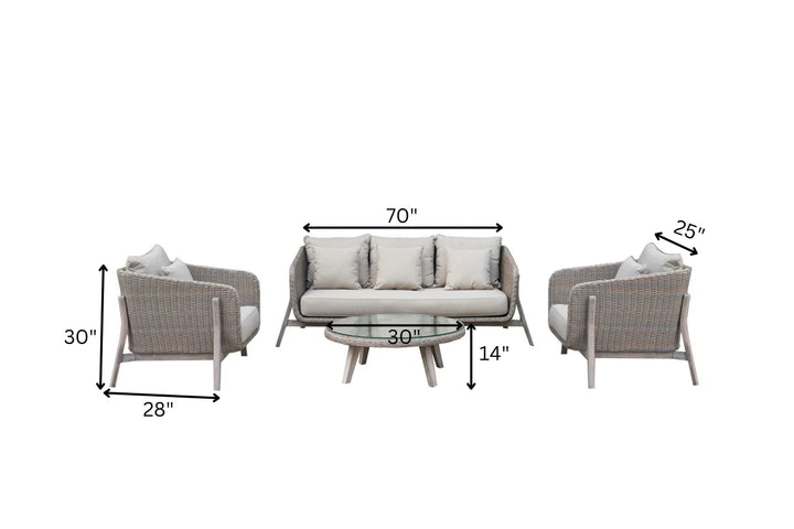 Virasat Belinda Outdoor Garden Balcony Sofa Set 3 Seater , 2 Single Seater and 1 Center Table Set (Grey)