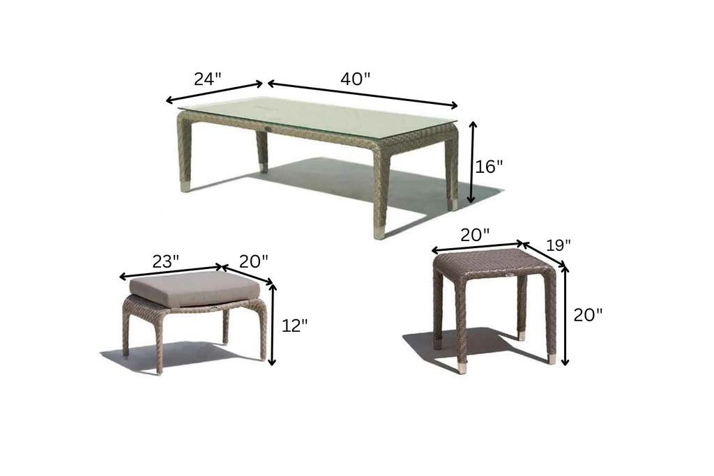 Virasat Outdoor Garden Balcony Sofa Set 3 Seater, 2 Seater, 2 Single Seater and 1 Center Table With 1 Side Table and 1 Ottoman Set (Grey)-VIRASAT FURNITURE & FURNISHING