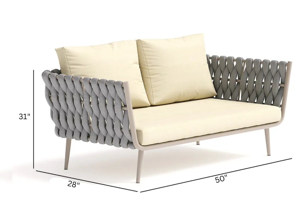 Virasat Outdoor Garden Balcony Sofa Set 2 Seater, 2 Single Seater and 1 Center Table Set, Braid & Rope (Beige + Grey)-VIRASAT FURNITURE & FURNISHING