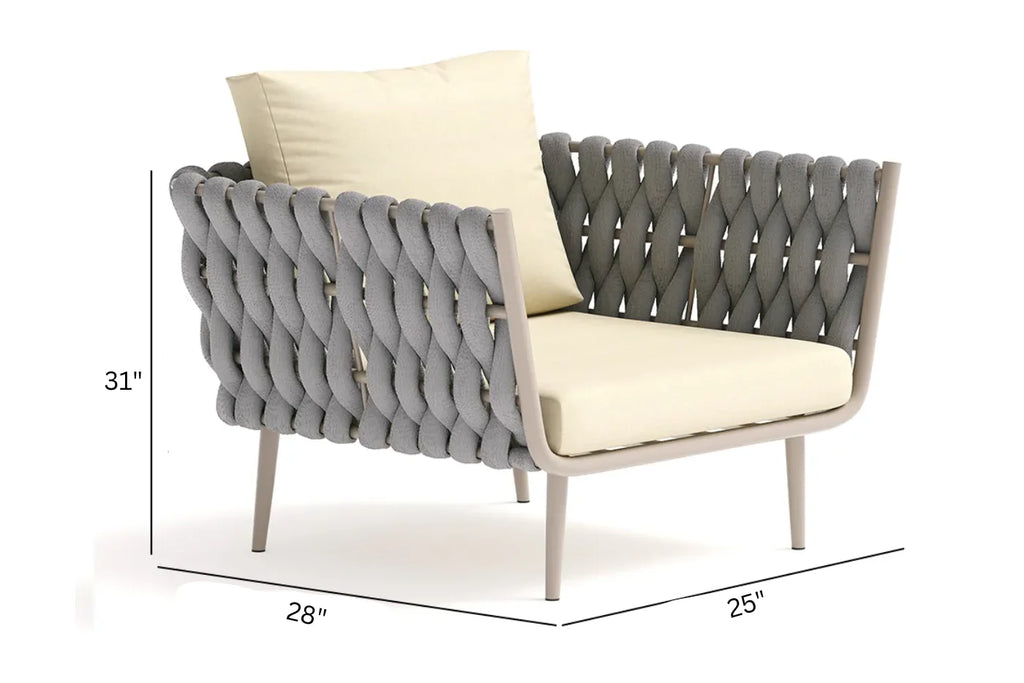 Virasat Outdoor Garden Balcony Sofa Set 2 Seater, 2 Single Seater and 1 Center Table Set, Braid & Rope (Beige + Grey)-VIRASAT FURNITURE & FURNISHING