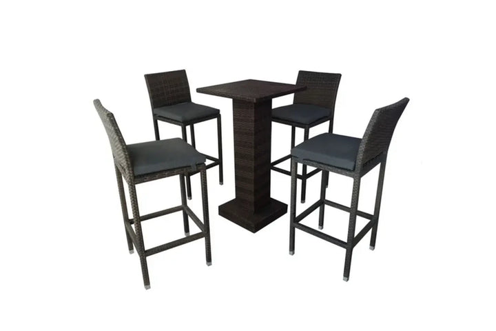 Virasat Curro Outdoor Patio Bar Set, 4 Chairs and 1 Table For Balcony (Brown)