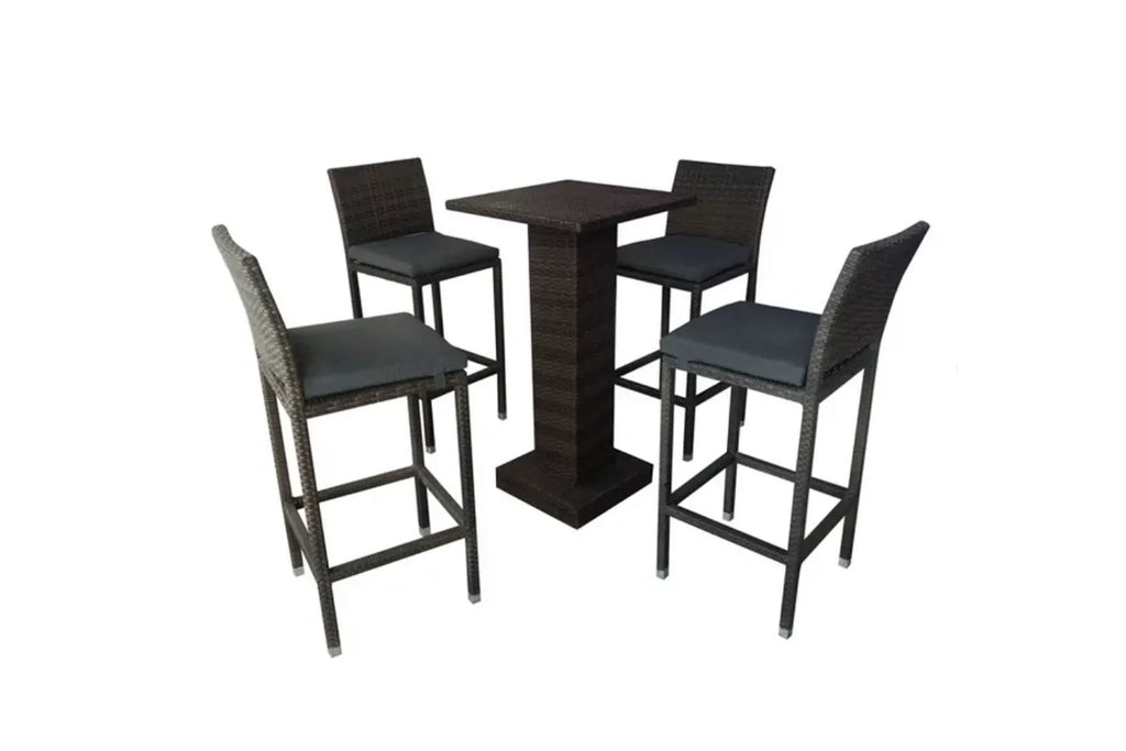 Virasat Outdoor Patio Bar Set, 4 Chairs and 1 Table For Balcony (Brown)-VIRASAT FURNITURE & FURNISHING