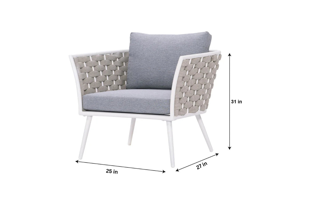 Virasat Outdoor Garden Balcony Sofa Set 2 Seater, 2 Single Seater and 1 Center Table Set, Braid & Rope (White + Cream)-VIRASAT FURNITURE & FURNISHING