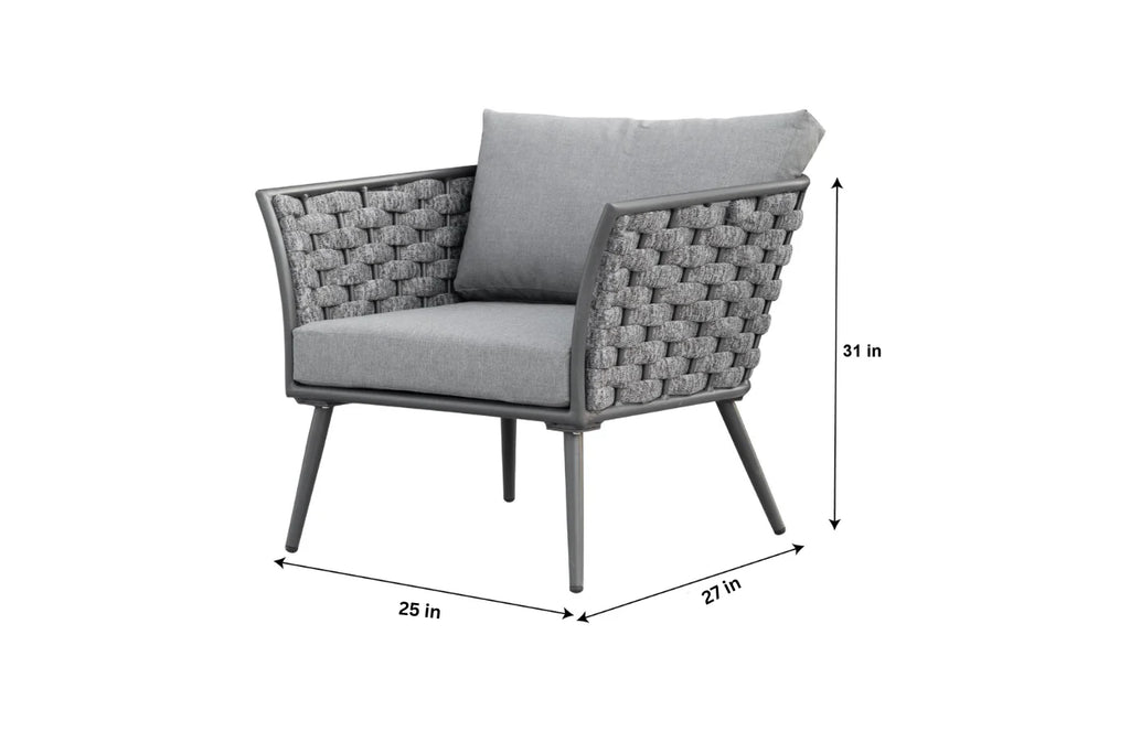 Virasat Outdoor Garden Balcony Sofa Set 3 Seater, 2 Single Seater and 1 Center Table Set, Braid & Rope (Grey)-VIRASAT FURNITURE & FURNISHING